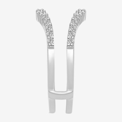 Womens 1/2 CT. T.W. Natural White Diamond 14K White Gold Ring Guard