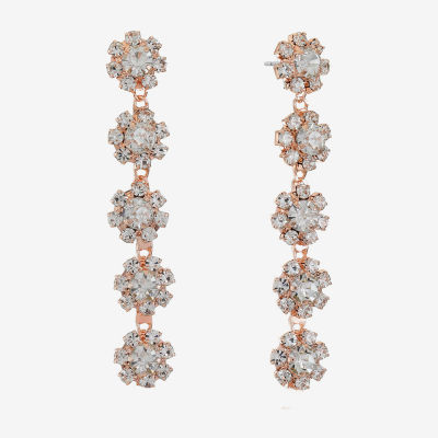 Monet Jewelry Rosegold Tone Flower Linear Drop Earrings