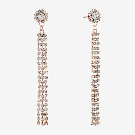 Monet Jewelry Rosegold Tone Linear Drop Earrings