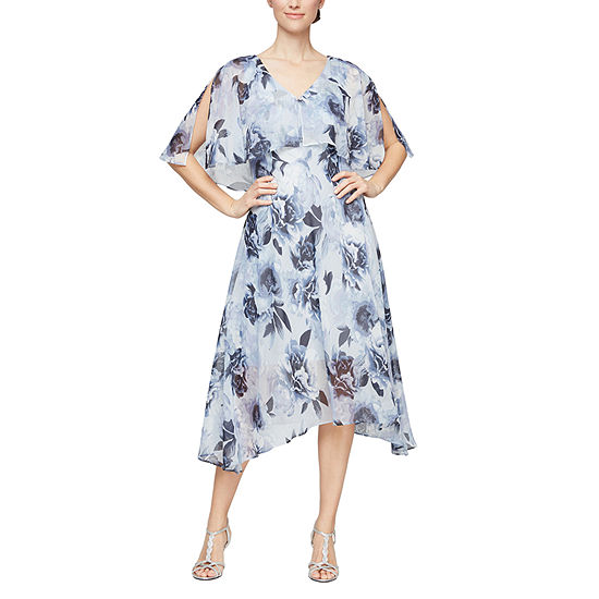 S. L. Fashions Sleeveless Floral Midi Fit + Flare Dress
