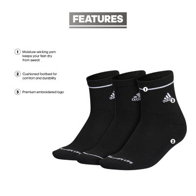 adidas Cushion Sport 3 Pair Quarter Socks Womens