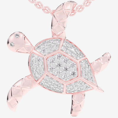 Turtle (G-H / Si1-Si2) Womens 1/3 CT. T.W. Lab Grown White Diamond 10K Rose Gold Pendant Necklace