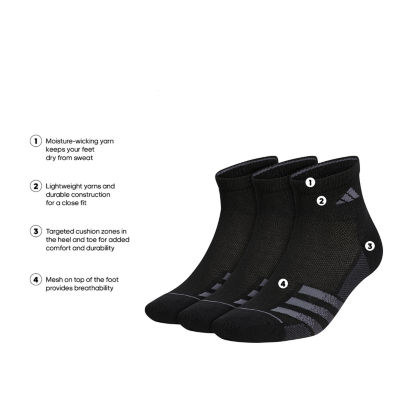 adidas 3 Pair Quarter Socks Mens