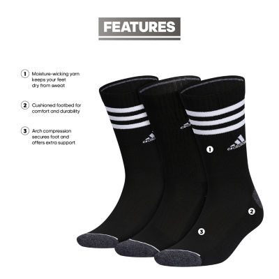 adidas Cushion 3 Pair Crew Socks Mens