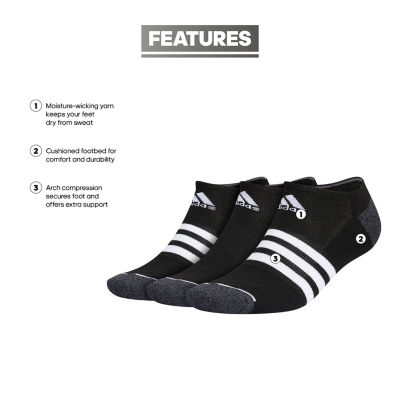 adidas Cushion 3 Pair No Show Socks Mens