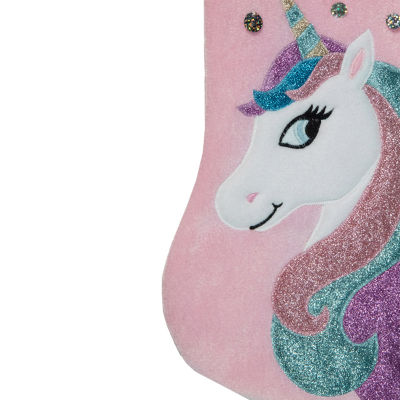 Northlight 20.5in Pink Velvet Unicorn With Sequins Christmas Stocking