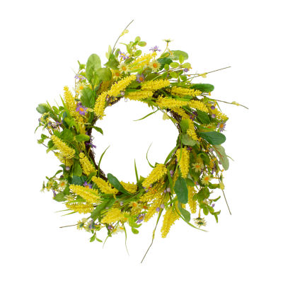 Northlight 25in Daisy And Berry Floral Indoor Christmas Wreath