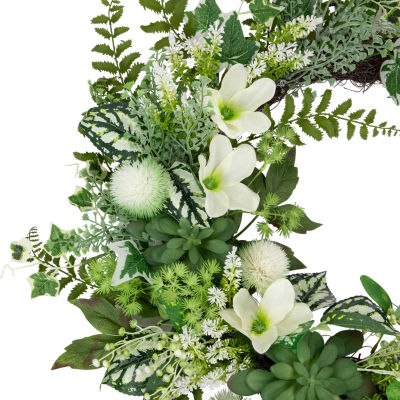 Northlight 24in Hellebores And Ivy Floral Indoor Christmas Wreath