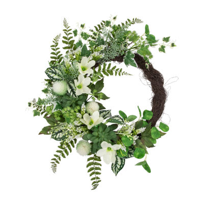 Northlight 24in Hellebores And Ivy Floral Indoor Christmas Wreath
