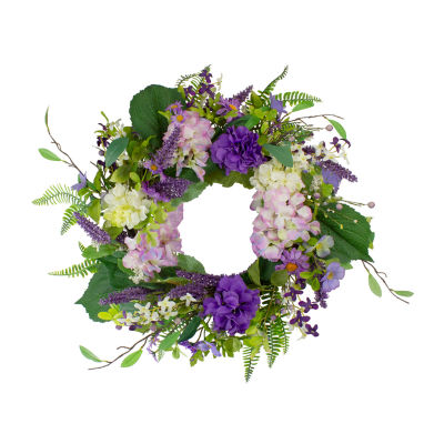 Northlight 26in Hydrangea And Foliage Floral Twig Indoor Christmas Wreath