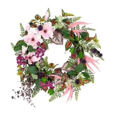 Northlight 24in Succulent And Fern Floral Indoor Christmas Wreath