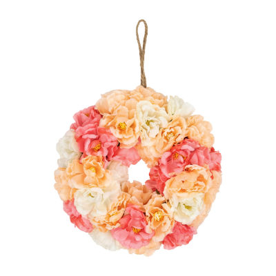 Northlight 8in Pink And White Peony Floral Indoor Christmas Wreath