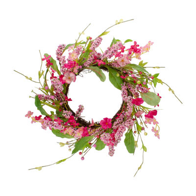 Northlight 18in Geranium And Berry Spring Floral Indoor Christmas Wreath