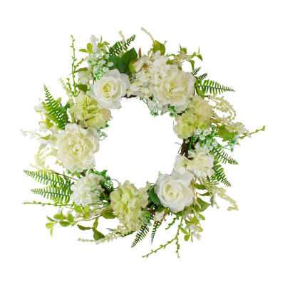 Northlight 24in Peony And Rose  Spring Indoor Christmas Wreath