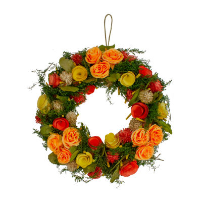 Northlight 12in Floral Moss And Twigs Spring Indoor Christmas Wreath