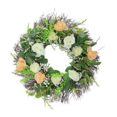 Northlight 24in Rose Foliage Unlit Indoor Christmas Wreath