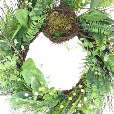 Northlight 24in Foliage Spring Nest Unlit Indoor Christmas Wreath