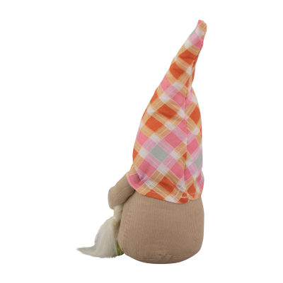 Northlight 9in Pink Andorange Plaid Springtime Gnome