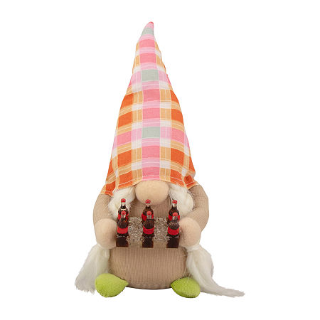 Northlight 9in Pink Andorange Plaid Springtime Gnome, One Size, Red