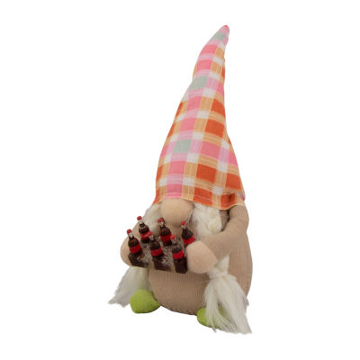 Northlight 9in Pink Andorange Plaid Springtime Gnome