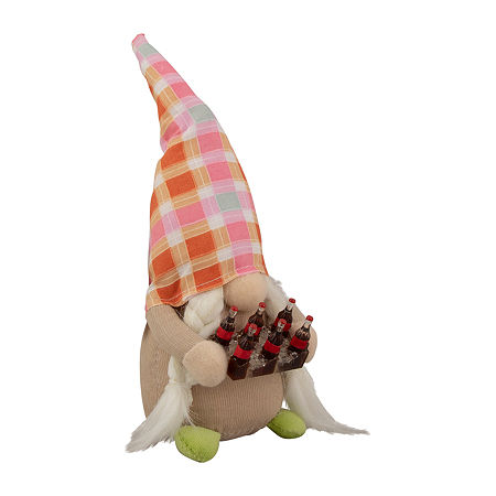 Northlight 9in Pink Andorange Plaid Springtime Gnome, One Size, Red