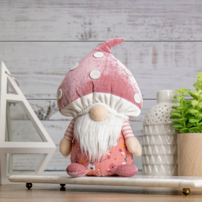 Northlight 10.5in Pink Floral Mushroom Gnome