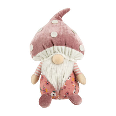 Northlight 10.5in Pink Floral Mushroom Gnome