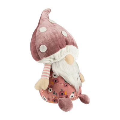 Northlight 10.5in Pink Floral Mushroom Gnome