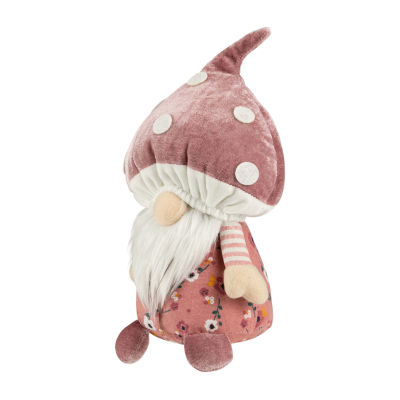 Northlight 10.5in Pink Floral Mushroom Gnome