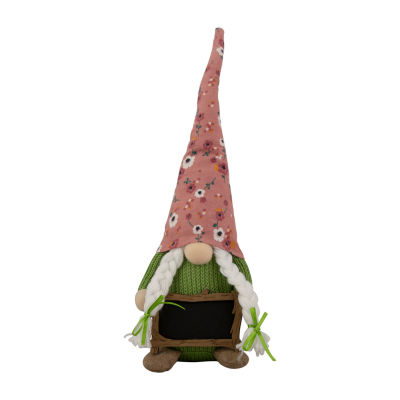 Northlight 16in Pink Floral With Message Board Gnome