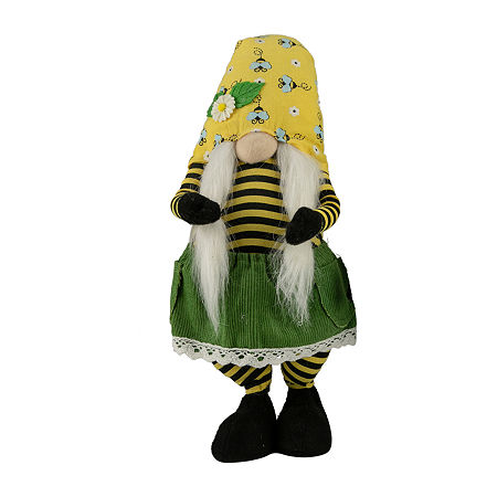 Northlight 19.25in Girl Bumblebee Daisy Hat Gnome, One Size, Yellow