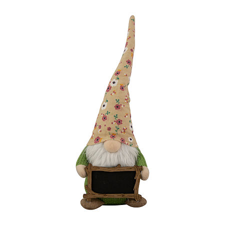 Northlight 16in Yellow Floral With Message Board Gnome, One Size, Yellow