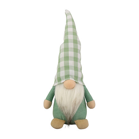 Northlight 12.25in Spring With Green Plaid Hat Gnome, One Size, Green