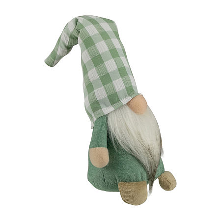 Northlight 12.25in Spring With Green Plaid Hat Gnome, One Size, Green