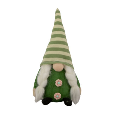 Northlight 9.25in Green Striped Hat Girl Gnome