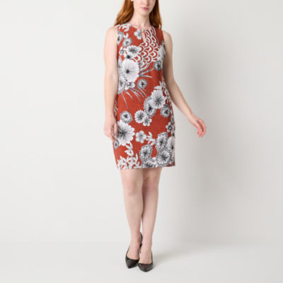 Studio 1 Womens Sleeveless Floral Shift Dress