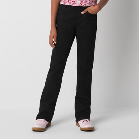 Thereabouts Little & Big Girls Adjustable Waist Stretch Fabric Superflex Mid Rise Regular Fit Bootcut Jean, 16.5 Plus, Black
