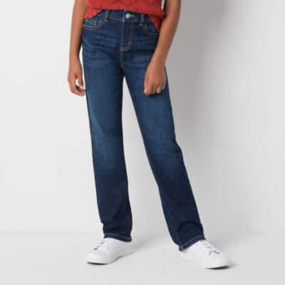 Thereabouts Little & Big Girls Adjustable Waist Stretch Fabric Superflex Mid Rise Straight Leg Jean