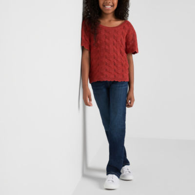 Thereabouts Little & Big Girls Adjustable Waist Stretch Fabric Superflex Mid Rise Straight Leg Jean