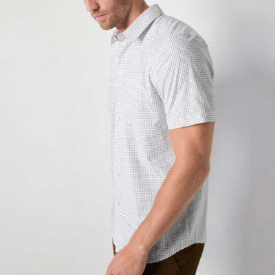 stylus stretch mens regular fit short sleeve button down shirt