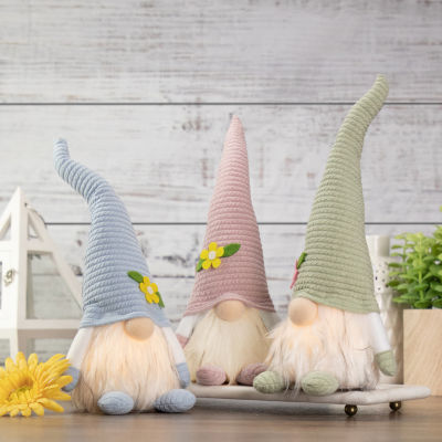 Northlight 12.25in Lighted Pink With Flower Hat Gnome