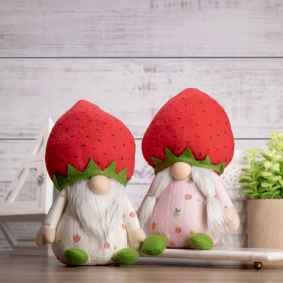 Northlight 9.5in Green Red Girl Strawberry Gnome