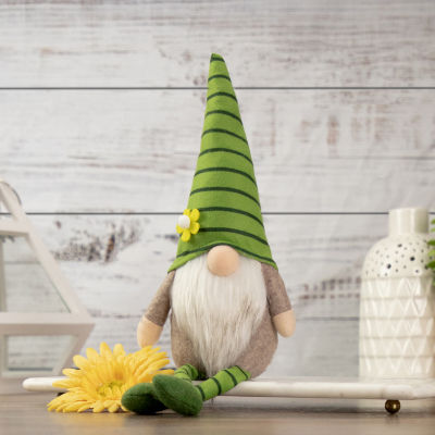 Northlight 16in Green Striped With Crossed Legs Gnome