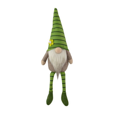 Northlight 16in Green Striped With Crossed Legs Gnome
