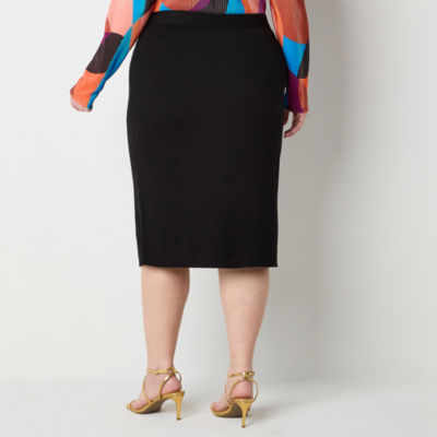 Bold Elements Womens Mid Rise Pencil Skirt-Plus