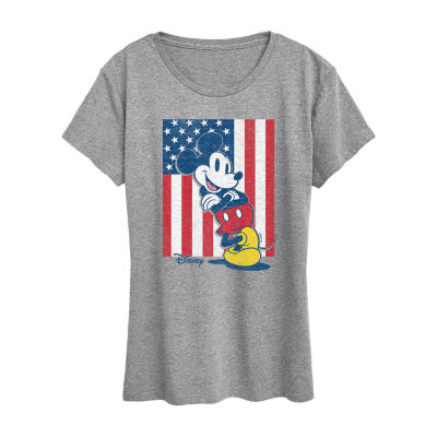Juniors Womens Crew Neck Short Sleeve Mickey Mouse Graphic T-Shirt