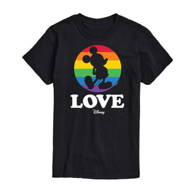 Juniors Rainbow Love Womens Crew Neck Short Sleeve Mickey Mouse Graphic T-Shirt