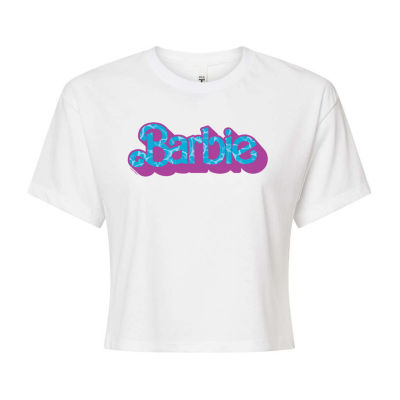 Juniors Summer Barbie Cropped Tee Womens Crew Neck Short Sleeve Graphic T-Shirt