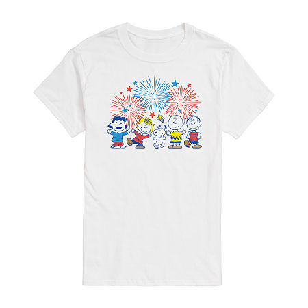 Novelty T-shirts Womens Juniors Crew Neck Short Sleeve Regular Fit Peanuts Snoopy Graphic T-shirt In White