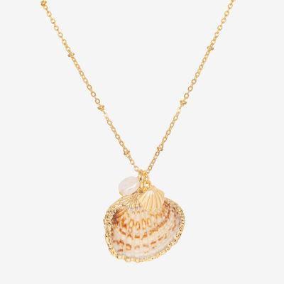 Bijoux Bar Delicates Gold Tone Womens Simulated Pearl 16 Inch Pendant Necklaces